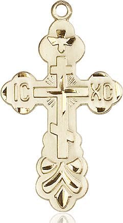 14kt Gold Filled Cross Pendant on a 20 inch Gold Filled Light Curb Chain.