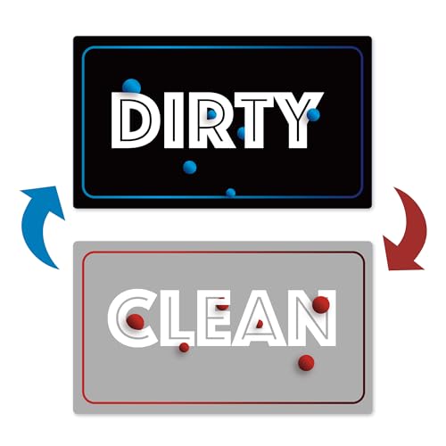 Prank Skull Dishwasher Magnet Clean Dirty Sign Double Sided Non-Scratching Strong Magnet Indicator Tells Whether Dishes are Clean or Dirty (Blue Red Dot)