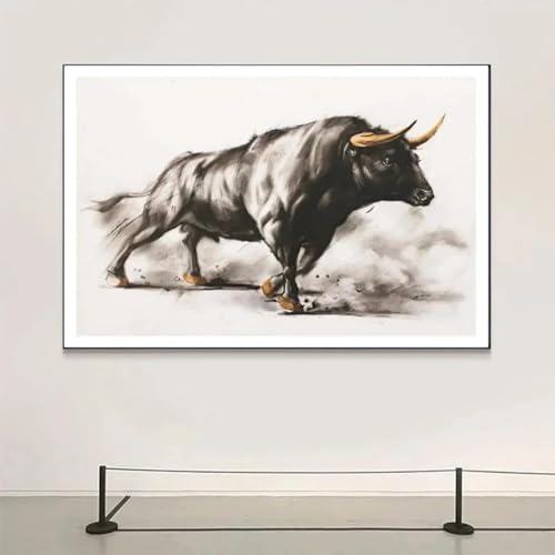 Decoration de salon moderne avec cette grande toile de taureau de corrida