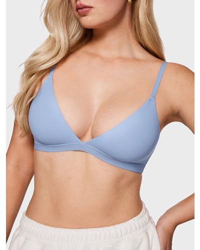 Image of INLYRIC Women's Inbarely Triangle Bralette Plunge Unlined Seamless Bra No Underwire Sexy Comfortable Everyday