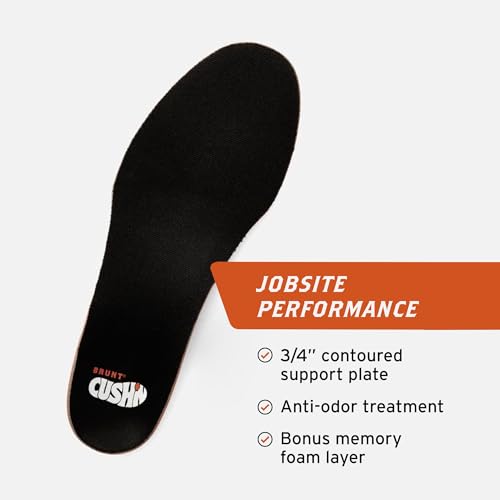 Image of BRUNT High Arch CUSH N Insoles - Comfort Work Boot Insoles with Added Support - Orthotic Arch Stabilizer - 3 /4 Contoured Support Plate - Moisture Wicking - Anti-Odor Treatment