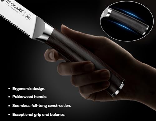 Brodark Steak Knives Set Of 8, 4.5 Inch Serrated Steak Knives With Ergonomic Handles, High Carbon Stainless Steel Steak Knife Set thumb #2