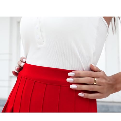 Image of Girstunm Pleated Basic School Uniform Cheerleader Skirts | High Waist Skirt, A-line Mini Silhouette, Tennis Skater Skirt, For Campus, School Uniform, Cheer Outfits, Daily Casual Wear
