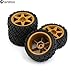Chanmoo 1/10 RC On Road Tires Rubber Rally Tyres and Wheels Rims 12mm Hex for 1/10 Scale RC Racing Drift Car HPI KYOSHO Tamiya XV01 XV02 TA06 TT01 TT02 PTG2 144001 A959 4PCS