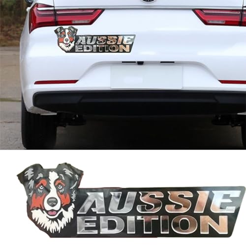 Image of Cute Dog Car Badge Laser Cutting Car Emblem,Funy 3D Acrylic Dogs Badge Rated Car Emblem Automotive Badge Decals and Stickers for Car, Truck, Rv, Boat Exterior Decoration (Australian Shepherd)