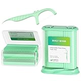 Holy Rose Dental Floss Dispenser and Flossers Storage Case Combo - with 100 Floss Picks and 200 Refillable - Mint Flavor，Twin Line Desig, for Organizing and Dispensing Dental Floss Stick Container