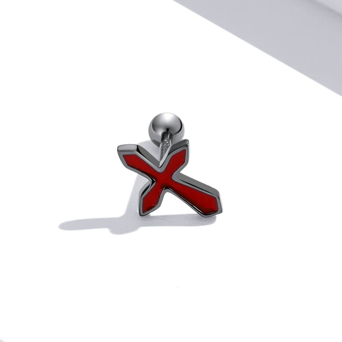 YCTTKDD Jeses Kruzifix Ohrringe 925 Sterling Silber Emaille Kreuz Ohrstecker Rot für Damen und Mädchen