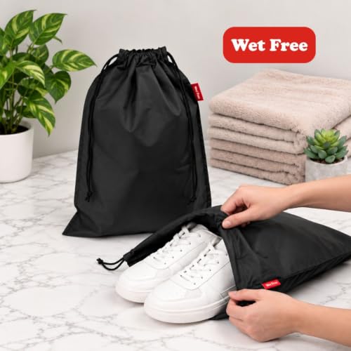 Image of Shoe Bags, Lightweight Washable Polyester Shoe Organizer for Travel & Storage (Black, Pack of 3)