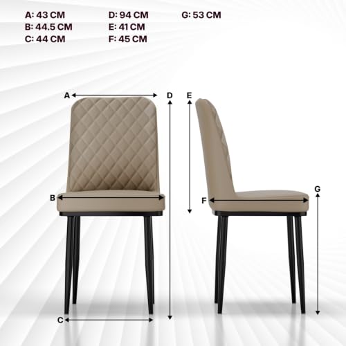 Image of IKON Premium Leatherette Dining Chair with Cushioned Seat & Metal Legs | Premium Accent Chair for Living Room, Bedroom & Balcony | D.I.Y (Almond Cream)