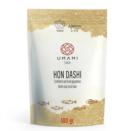 Umami Hondashi Premium 100g - Natürliches Dashi-Brühenpulver - Nur Katsuobushi Shiitake und Kombu - Ohne Glutamat - Hergestellt in Italien