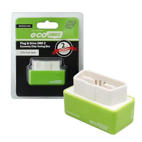Hugwits 2 PCS Car Power Upgrade Fuel Saving OBD2 ECOOBD2 Automotive Plug and Driver Single Plate Economic Fuel Saving 15% Compatible with Gasoline Vehicle (Green)