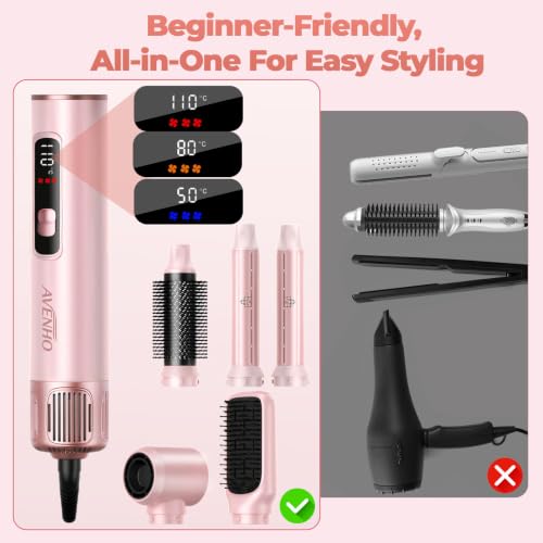 Image of 5 in 1 air Styler, Blow Dryer Brush Set with Auto-Wrap Curler | 1000W Hot Air Styler & LED Temperature Display, Negative-Ion Airflow and 5-in-1 Styling for Drying, Curling, Straightening.