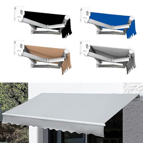 Store Banne avec Volants, Store Banne Manuel Rétractable, Polyester Étanche Et Résistant Aux UV,...
