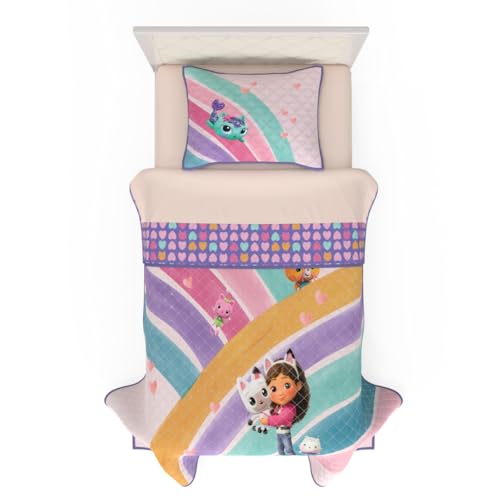 Gabbys Dollhouse The Movie Bedding 2 Piece Quilt & Pillow Sham Set Twin Size 68 x 86 (Officially Licensed Product) by Franco Kids