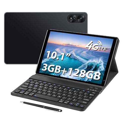 Image of Tablet with Keyboard，G1，10.1 inch Screen，3GB RAM，128G+128G Memory，4G LTE Android Tablet with Dual SIM Slots, 5MP+16MP Camera, 5000mAh Battery，Notebook Computer (Black, 1)