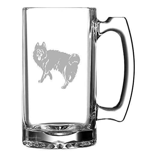 Black Norwegian Elkhound Dog Personalized Custom Etched 25oz Beer Mug