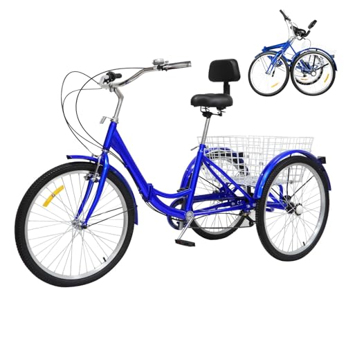 Triciclo 24 Pollici 7 Velocità con Cestino e Mudguard