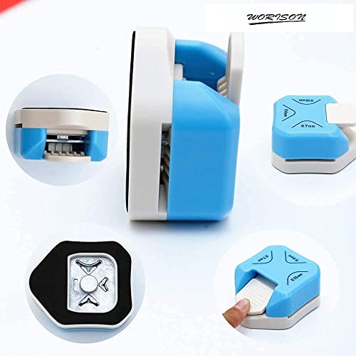 Image of Worison 3 in 1 Corner Cutter Punch for DIY Art And Crafts, Photo Cutter, Project Book Making Size - R4mm, R7mm and R10mm, blue