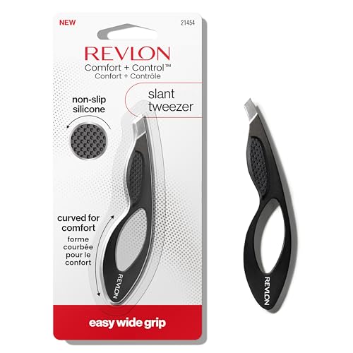 Revlon Comfort and Control Tweezer, Easy to Use Eyebrow Tool with Wide Grip, Stocking Stuffer for Women & Men, 1 count