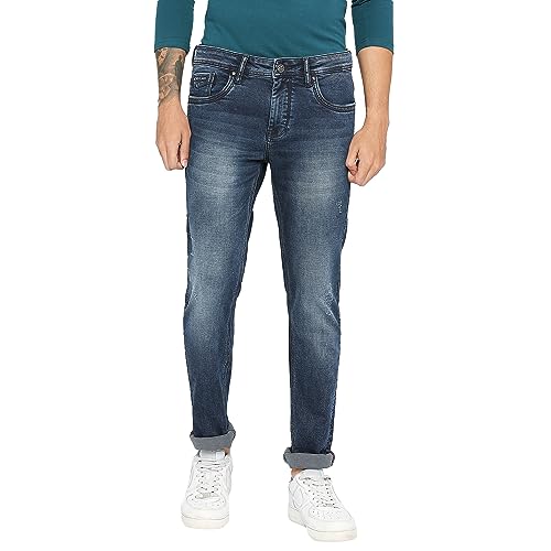 Image of Being Human Green Skinny Cropped Fit Men's Denims Clothing