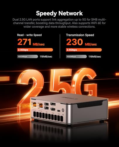USB4 und Ethernet-Ports für multi-monitor Setups und schnelle Vernetzung. - Detailansicht von CTONE AM23 Ryzen 9 Mini PC...