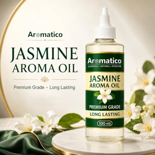 Image of AROMATICO Pure Jasmine Aroma Diffuser Oil with Long-Lasting Fragrance for Homes, Offices & Showrooms | Ideal Aromatherapy for Diffusers, Reed Diffusers, Air-Purifiers & Candles - 100 ml
