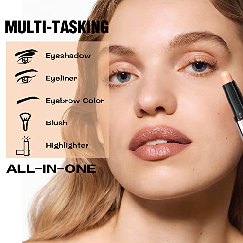 Focallure No Crease Eyeshadow Stick, Creamy Eye Shadow Stick, Matte & Shimmer Eyeshadow Pencil, Smudge-Proof, Waterproof, Built-In Smudger, Black Sesame #TOP4