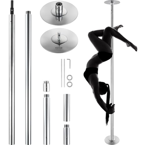 VEVOR Barra de dança profissional 2810 x 230 mm barra de dança estática e giratória kit de dança em barra vertical removível e portátil barra de aço inoxidável resistente altura ajustável para bar