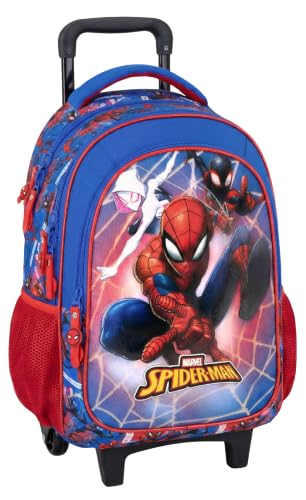 Clondo Zaino Trolley Scuola Bambini Per Spiderman Fan con Carrello Rimovibile – Ergonomico, 33x43x15 cm, Tasche Porta Borraccia, Spallacci Imbottiti – Ideale per Elementari e Viaggio