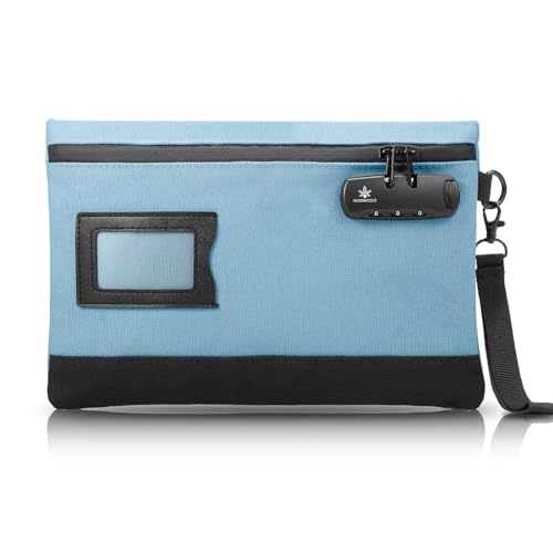 Image of KOSMCCO Money Bag with Lock, 11.8 x 7.9 Inches Durable Canvas Cash Bag Bank Bag for Cash