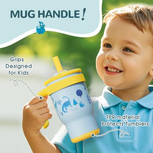 Image of 14 oz Toddler Tumbler with Handle, 2 Pack Kids Straw Cups with Sippy Lid
