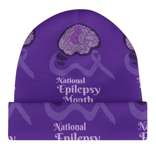 November is National Epilepsy Awareness Month Kids Beanie Hat for for Girls Boys Children Cap Winter Knitted Chemo Cancer Headwear Accessories Gifts Decoration Black4