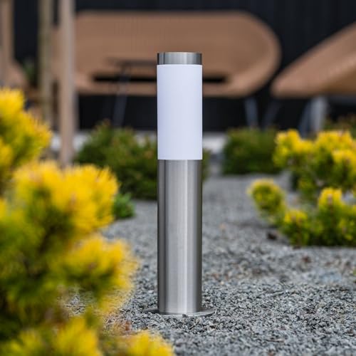 Lumiled Wegeleuchte Außen Pollerleuchte Sockelleuchte Außenstehleuchte Stehlampe Außenleuchte Gartenleuchte Wegelampe stehend 45cm IP44 Silber...