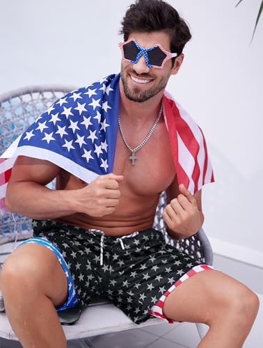 Mainfini Men's American Flag Swim Trunks 6" Inseam Board Short with Compression Liner (S-XXL)4