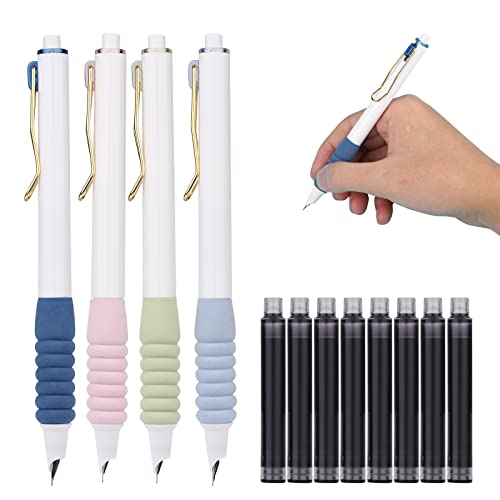 TOYMIS 4pcs Retractable Fountain Pens with 10pcs Ink...