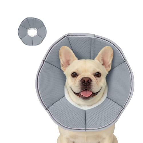 Image of MAXFUT Dog Cone Collar,Soft Cone for Dogs to Stop Licking After Surgery,Non Inflatable Dog Donut Cone (Grey, M)