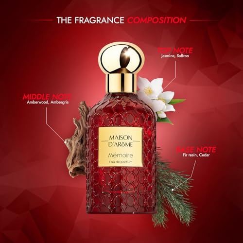Image of Maison D'Arome Memoire | Luxury Eau De Parfum for Women, 100ml | Long Lasting Floral Fragrance with Jasmine, Saffron, Amberwood and Cedar | 20% Perfume Oil | Evening and Occasion Wear