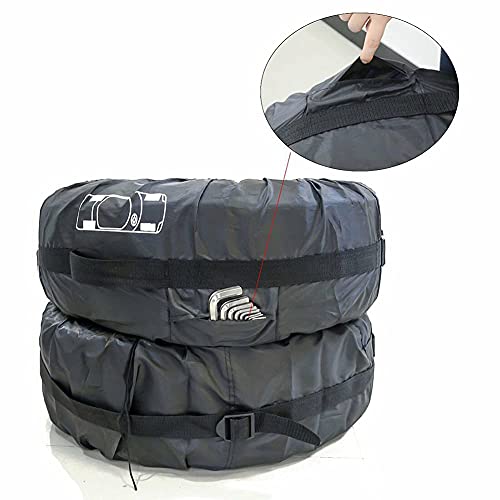 Image of Set of 4 Spare Tire Cover Tote Upgraded 420D Version Portable Dustproof Wheel Storage Bag with Handle Easy Transportation for Trailer Truck Camper Auto Universal Fit 17in-30in (Blackwhite, L)