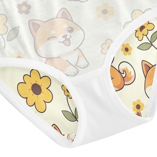 Cute Cartoon Dogs Yellow Toddler Underwear Girls, Girls Cotton Underwear, 2T–8 Years4