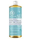 Dr. Jacobs Naturals Fragrance Free Castile All-in-One Cleaner and Soap - Plant-Based Formula for House Cleaning Floors and Appliances - Gentle on Skin and the Planet - 32 oz, 1 Pack