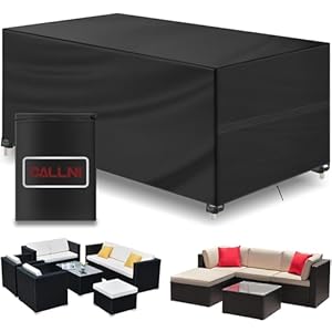 Callni Abdeckung Gartenmöbel Winterfest, asserdicht Abdeckplane 420D Oxford Gewebe mit Windfest Klipse, Winterfest Anti-UV Gartentische Schutzhülle für Balkonmöbel Möbelsets Lounge 213x132x74cm