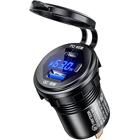 KEWIG Car Charger, 63W QC3.0 + PD Type C Car Charger Dual Port Mini Flush Metal USB Car Charger Adapter, 60W/5A Quick Charge Car Phone Charger Fit for iPhone 12/11 Pro/Max/8, Galaxy S21/20/10/9 Cover