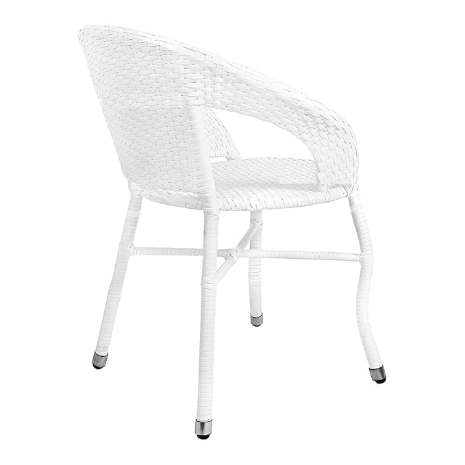 Image of 4 Chair 1 Table with Cushion for Garden Patio Seating Chair and Table Set, Outdoor Balcony Garden Coffee Table Set Furniture (4+1) (White & Yellow)
