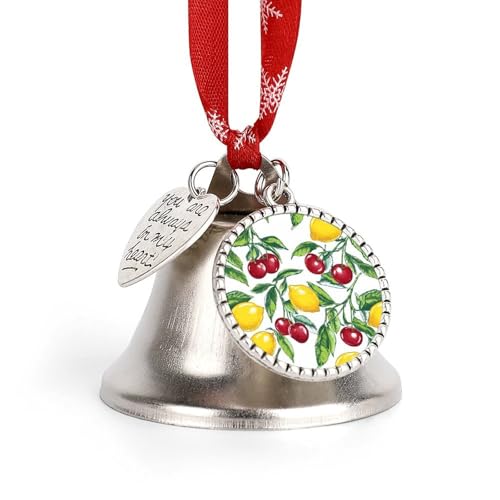 Cherry And Lemon Funny Christmas Bell Ornaments Wing And Heart Christmas Bells with Red Rope for Weddings Parties