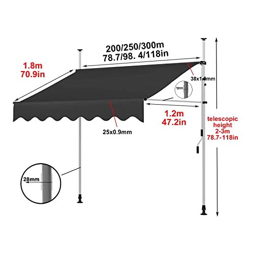 Toldo retráctil de 3m para jardín y terrazas con lona beige impermeable 7