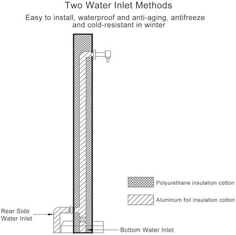 Freestanding Solar Water Fountain - 24in Outdoor Garden Dispenser with Antifreeze Hose & Faucet, Eco-Friendly Black Hydrant Decor for Patios & Gardens