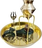 Narmadeshwar Shivling with Jaldhara Abhishekam Set Stand Lota Trishul (Puja Plate Set), Black, Brown