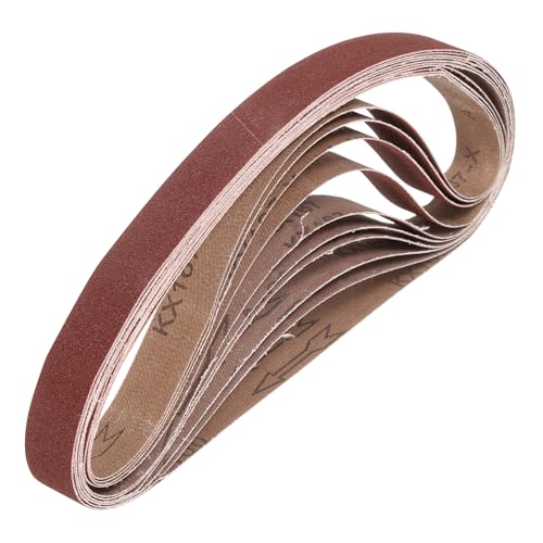 sourcing map 30mm x 533mm Sanding Belts, 10 Pcs 100 Grits Aluminum Oxide Abrasive Belt Sander File Belt for Woodworking, Metal Polishing, Knife Sharpener