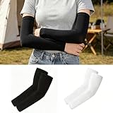 Arm Sleeves, Sun Protection Sleeve for Outdoor Travel Daily Wear Black White 2 Pack