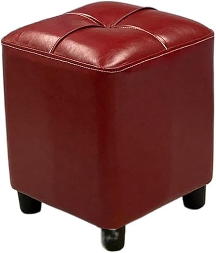 Reposapiés Taburete para el hogar Sala de estar Taburete de cuero pequeño Sofá Mesa de centro Taburete cuadrado Taburete móvil Cambio de zapatosD